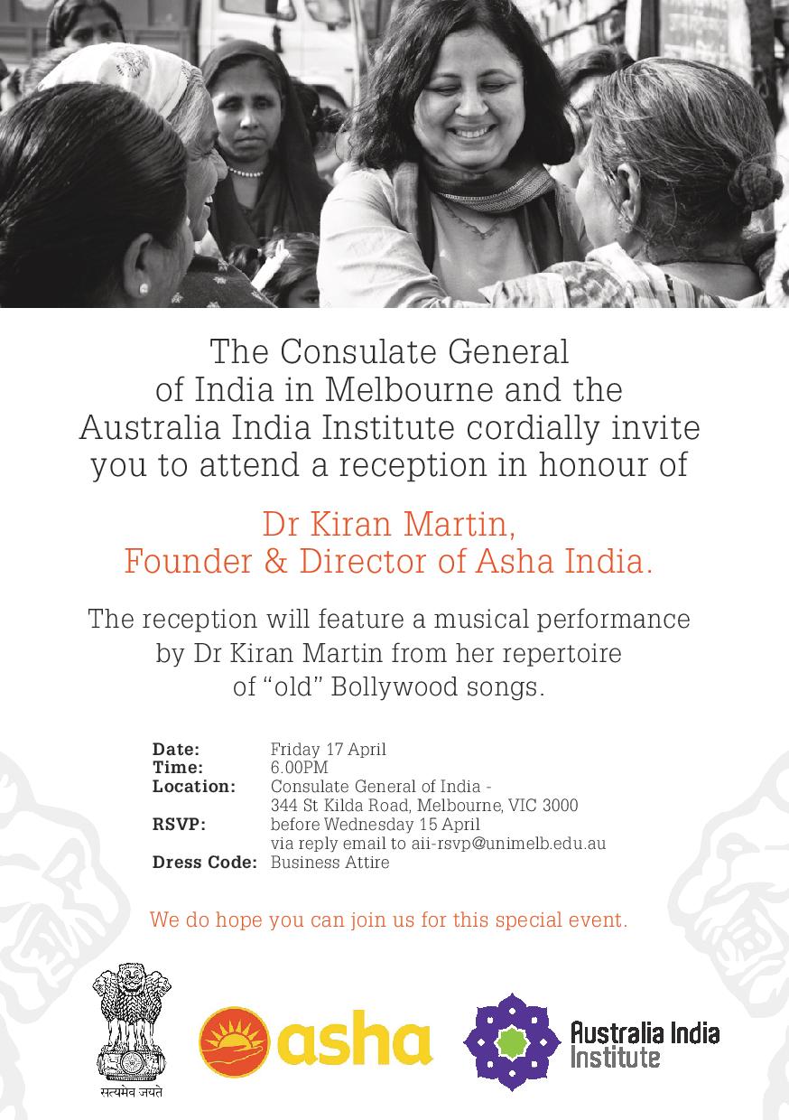 Reception in honour of Dr Kiran Martin