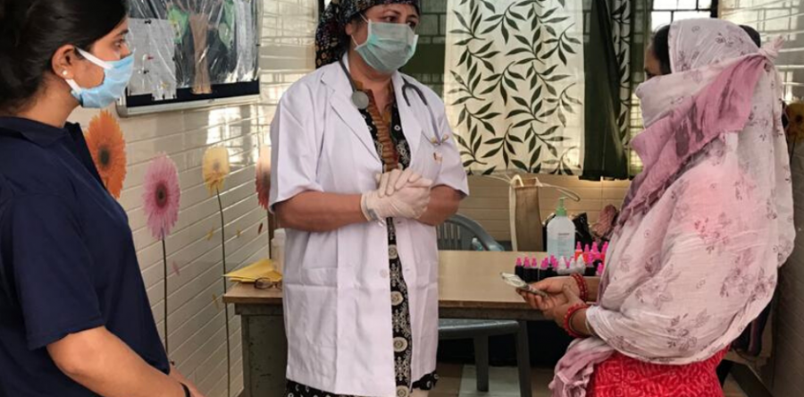 Dr Kiran runs a baby clinic at Jeevan Nagar slum community