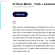 A podcast of Dr Kiran’s interview with the Imperfects team on Truth, Leadership, Gratitude & Asha’s interventions in the slums of Delhi